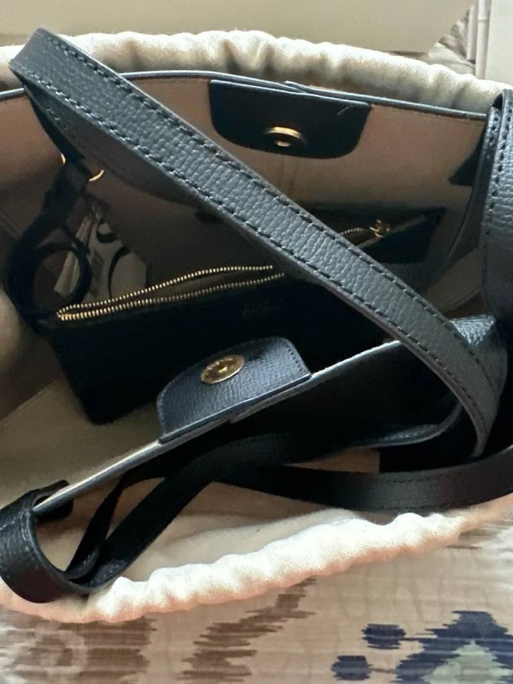 Black Leather Tote Bag - Classic Everyday Shoulder Bag